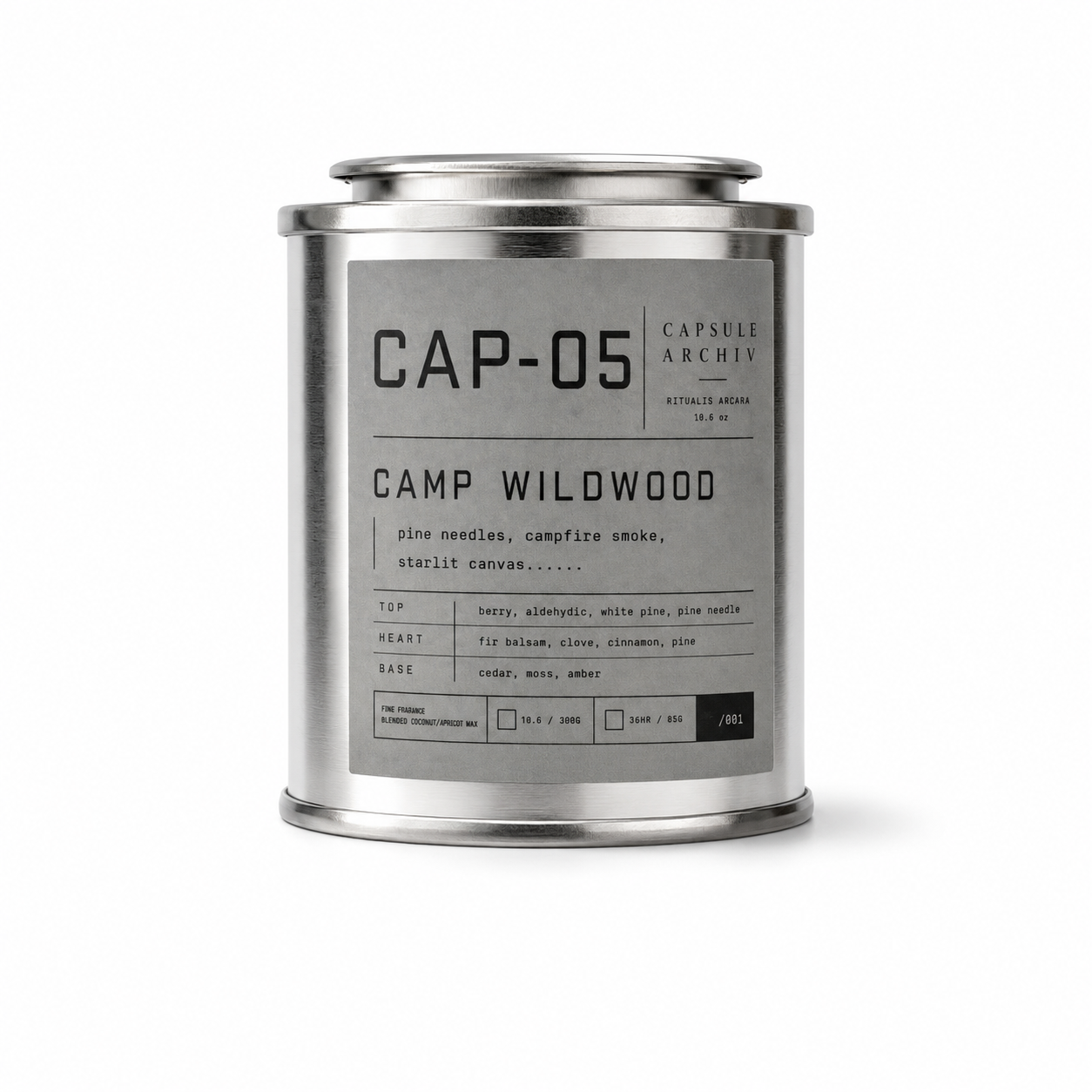 CAMP WILDWOOD-SCENTED CANDLE-CAPSULE ARCHIV-CAP-05